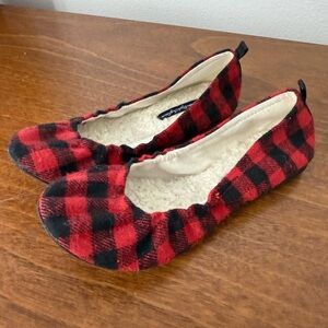 American Eagle Outfitters Red and Black Plaid Ballet Style Shoes